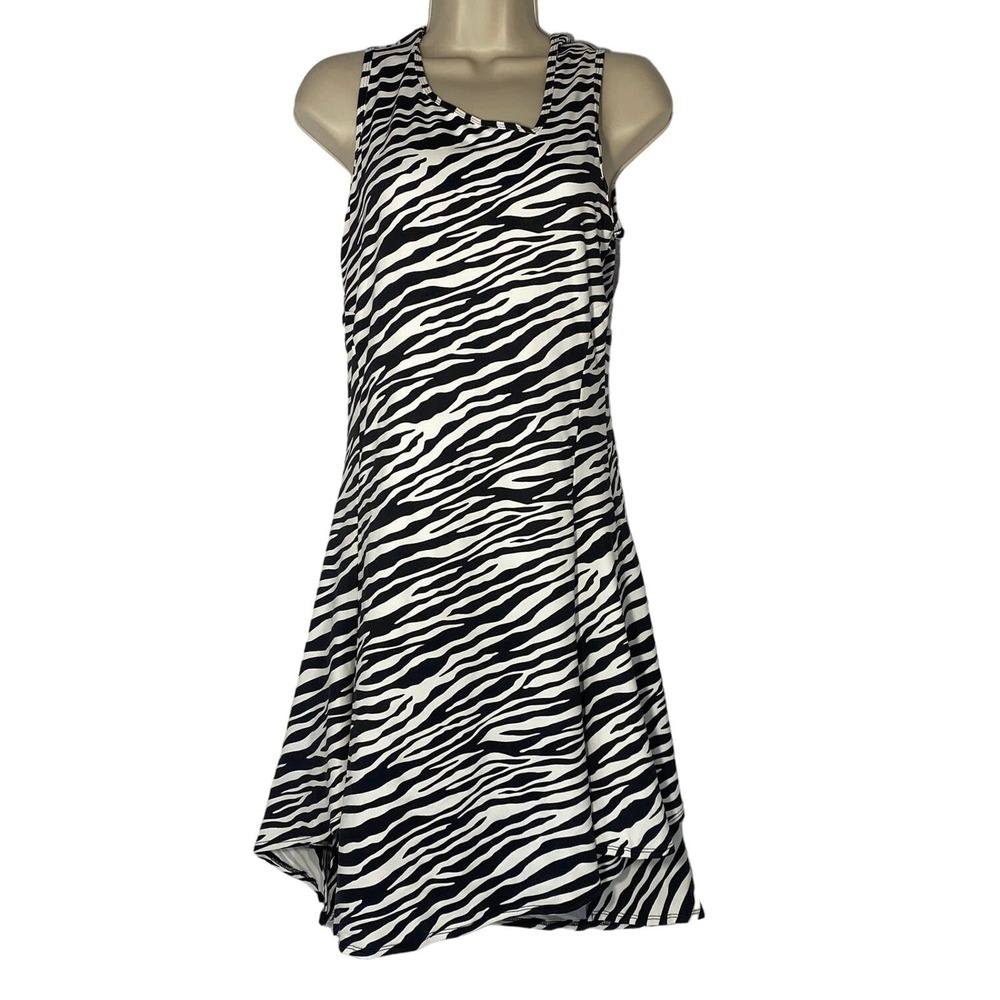 Ellabelle Zebra Print Tennis Golf Dress Black White Sleeveless Size 3 L NEW